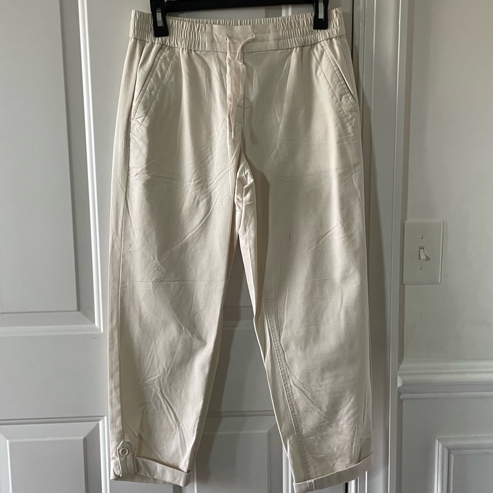 Talbots Easy Slim Leg Tab Ankle Pant - Ivory Size XSmall - Picture 3 of 7